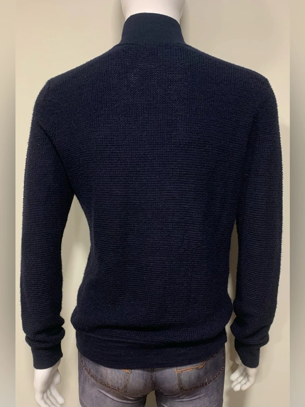 Theory High Neck 3/4 Button Wool Blend Knit Pullover Sweater Mens M Academia